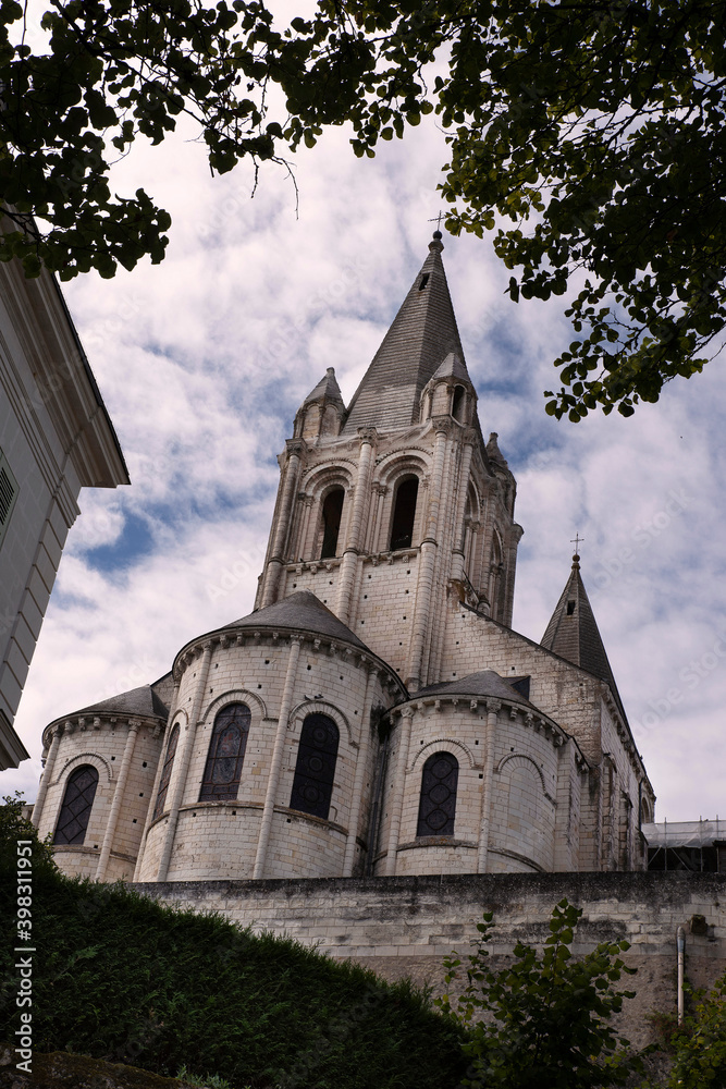 Architecture of the church of the town of Loches in France
