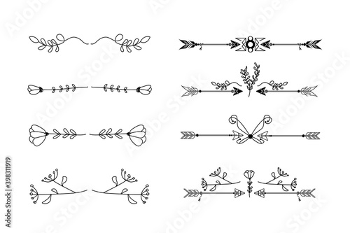 Hand drawn ornament dividers collection design on white background