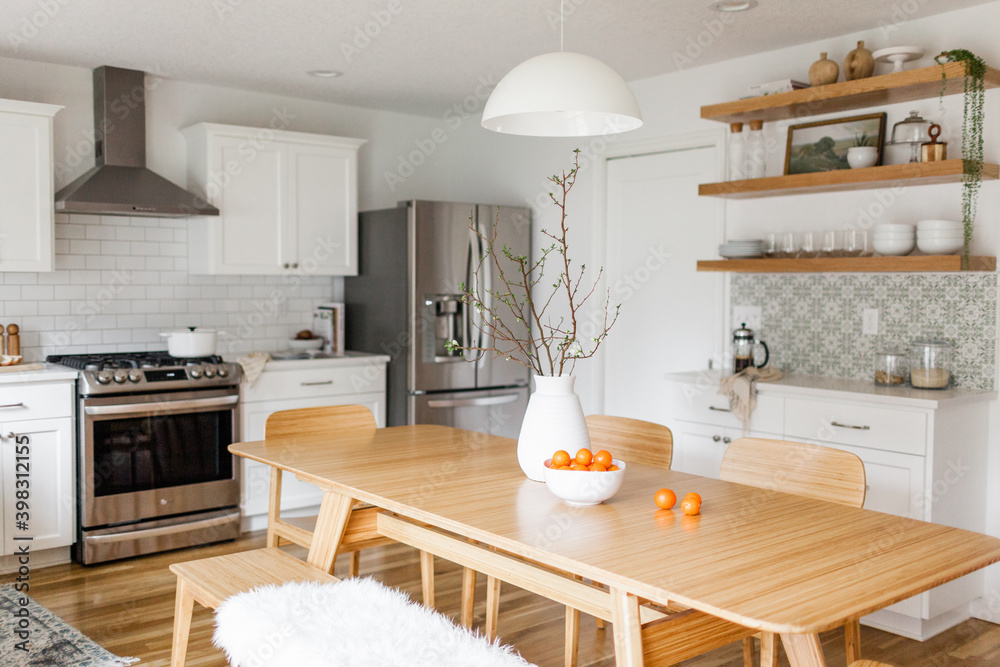 Picture of Scandinavian Bohemian Kitchen Design Stock Photo | Adobe Stock
