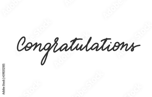 Congratulations lettering for greeting card. Hand-drawn phrase for congratulation and celebrating. Template for banner, poster, prints, label, badge, sticker. Hand written sign typography. Vector.