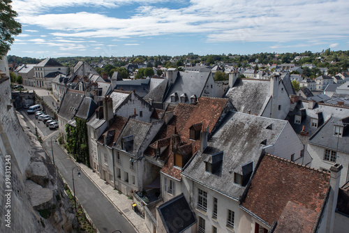 City of Loches in France seen from above on the roofs of houses photo