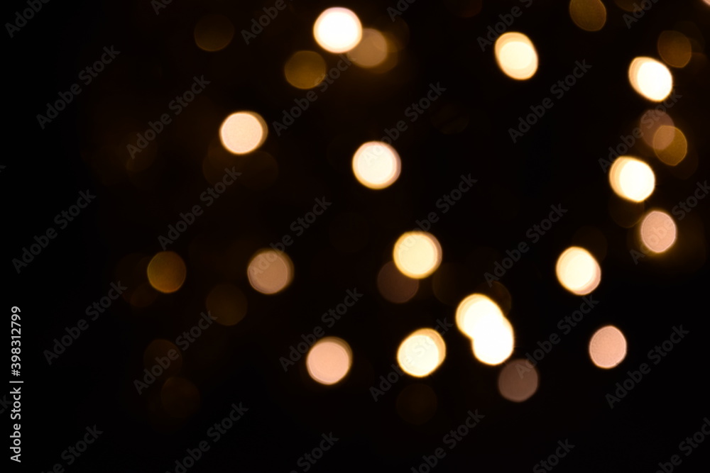 Lights blurred bokeh abstract on dark background, rozmyte światełka na ciemnym tle lampki świąteczne - obrazy, fototapety, plakaty 