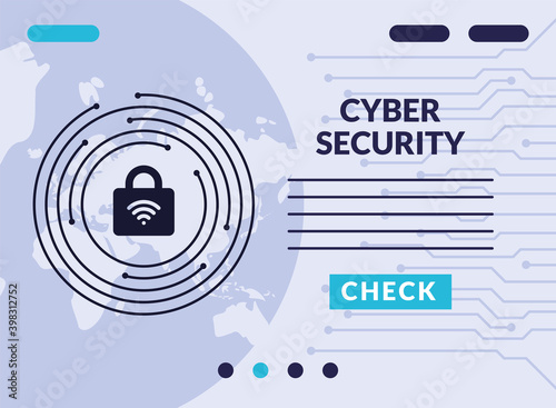 cyber security infographic with wifi signal in padlock
