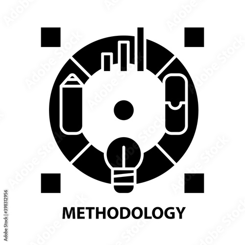 methodology icon, black vector sign with editable strokes, concept illustration