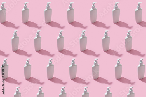 Plastic spray bottles pattern. photo