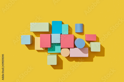 Constructor from colored blocks with shadows. photo