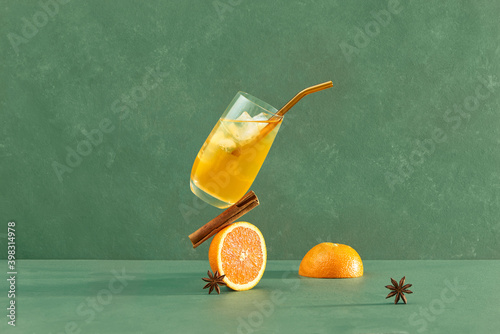 Healthy fruit tea with orange
