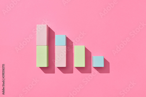 Composition from wooden blocks models.
