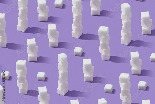 Pyramids pattern from sugar cubes stacks.