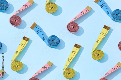 Horizontal pattern from color measuring tapes.