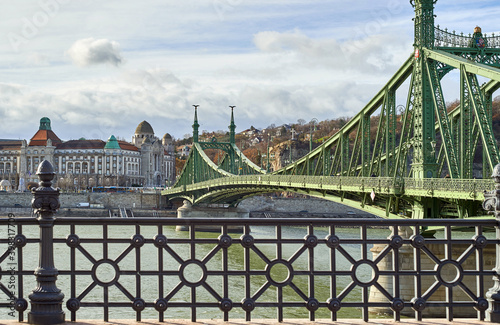 Metal construction of Green bridge in Budapest, Hungary.