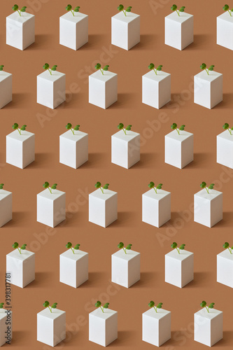 Pattern from craft cubes and growing microgreen.