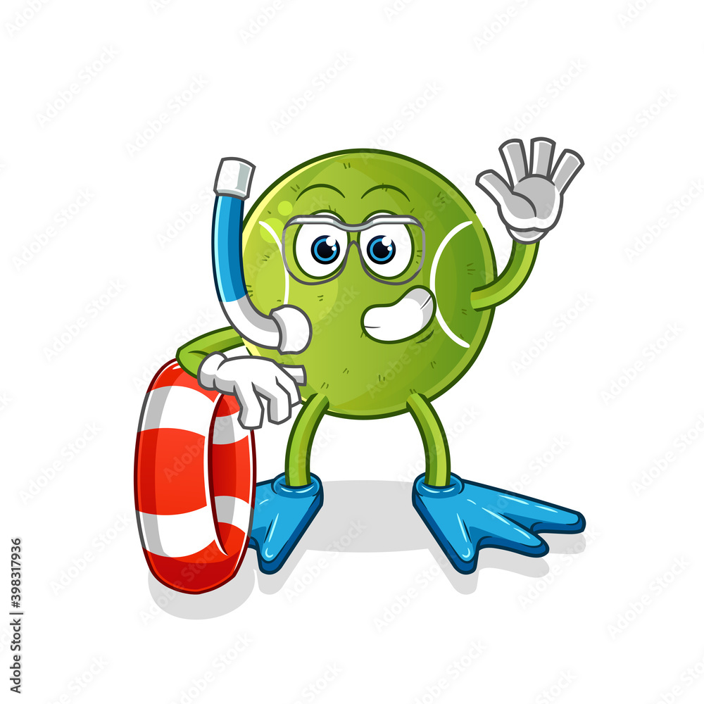 Obraz premium tennis swimmer with buoy mascot. cartoon vector