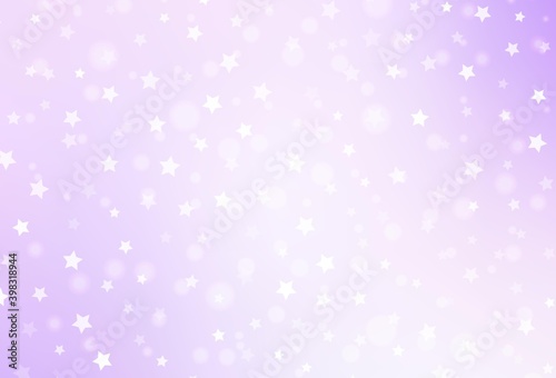 Light Purple vector template with ice snowflakes, stars.