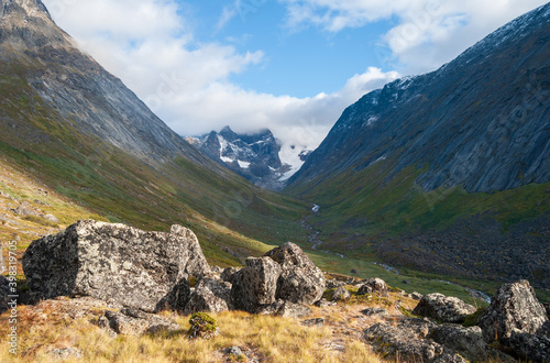 Granite rocks in the fjord valley