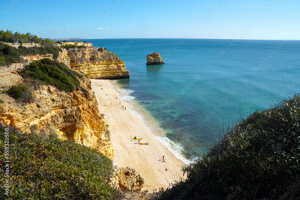 Marinha Beach (Praia da Marina) is a very popular beach with in the Algarve typical rock formations as natural bridges and arches
