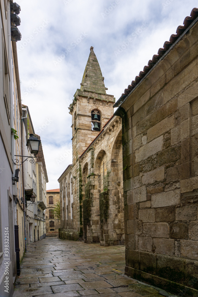 narrow city street in the historic old town of La Coruna