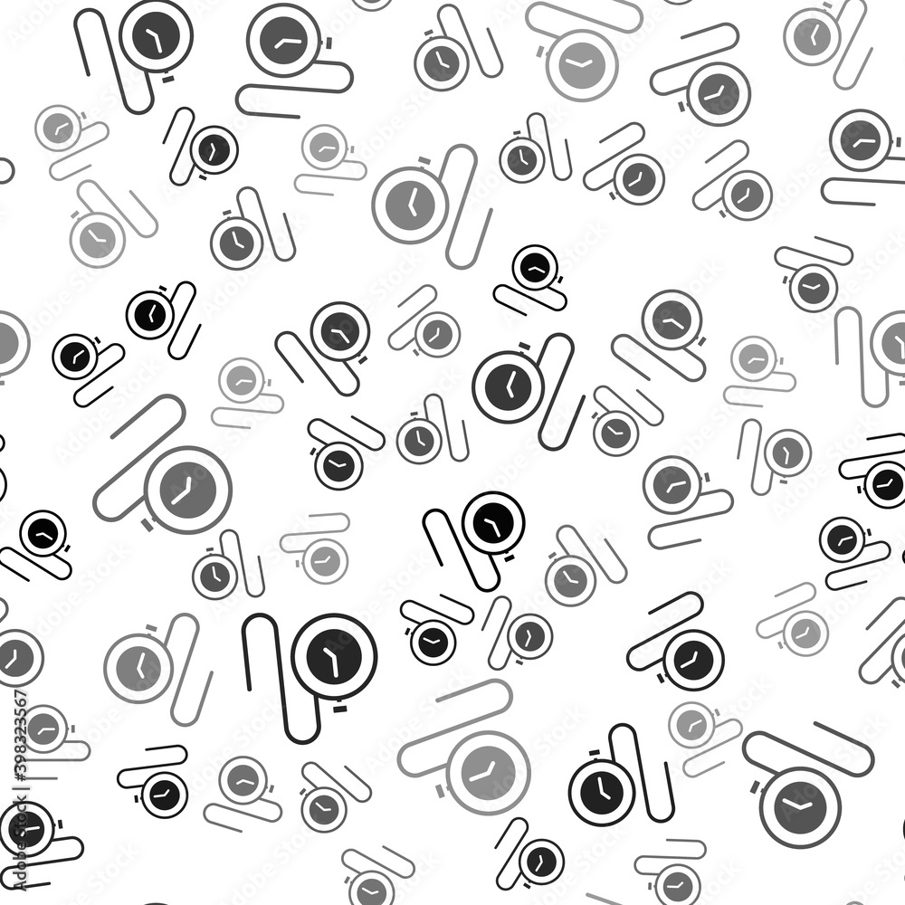 Black Watch with a chain icon isolated seamless pattern on white background. Vector.