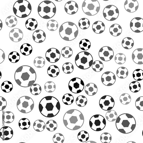 Black Football ball icon isolated seamless pattern on white background. Soccer ball. Sport equipment. Vector.