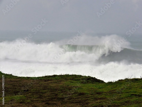 Roaring waves off the California coast in Mendocino, CA