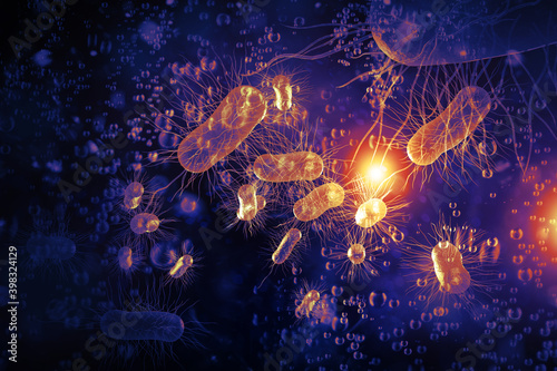 Photography E.Coli Bacteria Cells 3D Illustration