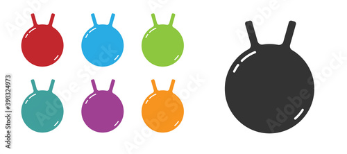 Black Kettlebell icon isolated on white background. Sport equipment. Set icons colorful. Vector.