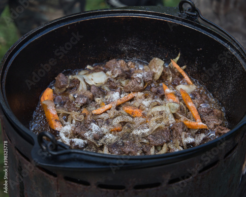  Pilaf cooked in the forest.
