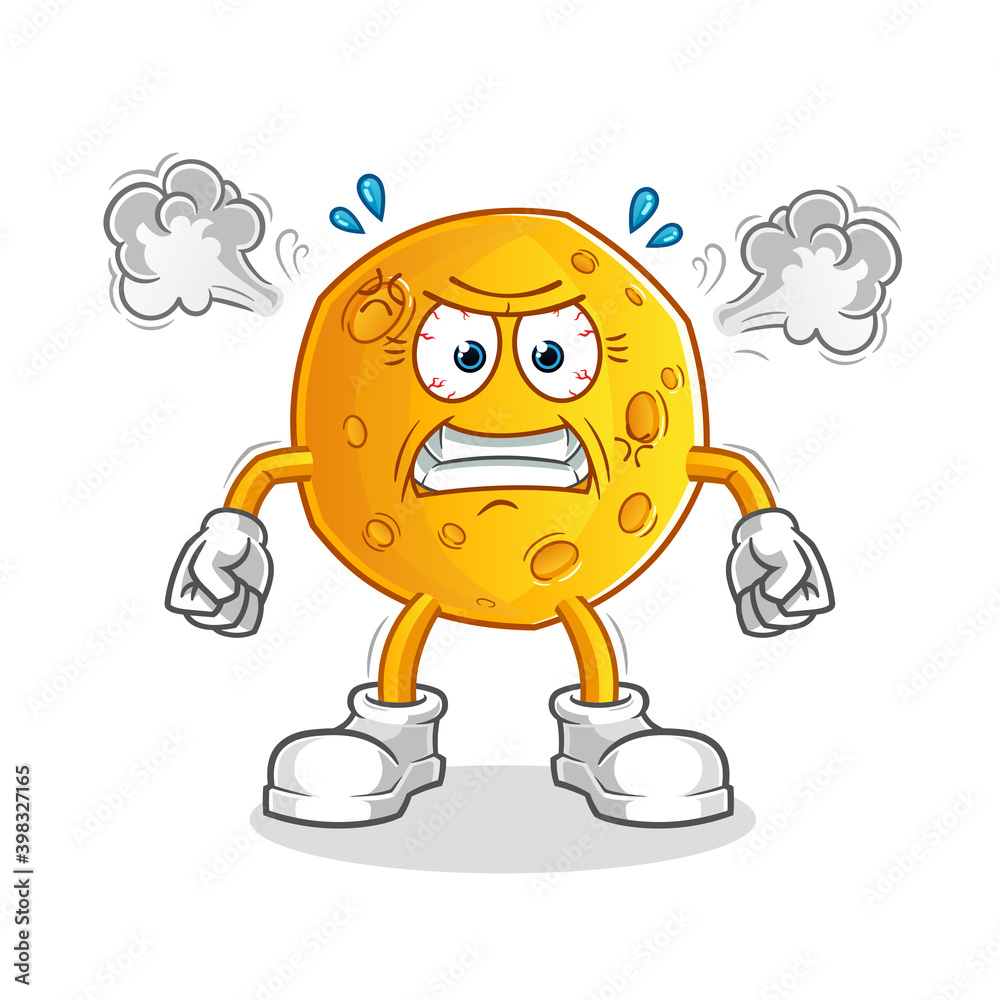 moon very angry mascot. cartoon vector moon very angry mascot. cartoon vector