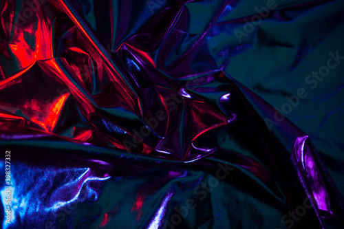 holographic fabric texture with metalic reflections, complementary colors and shadows
