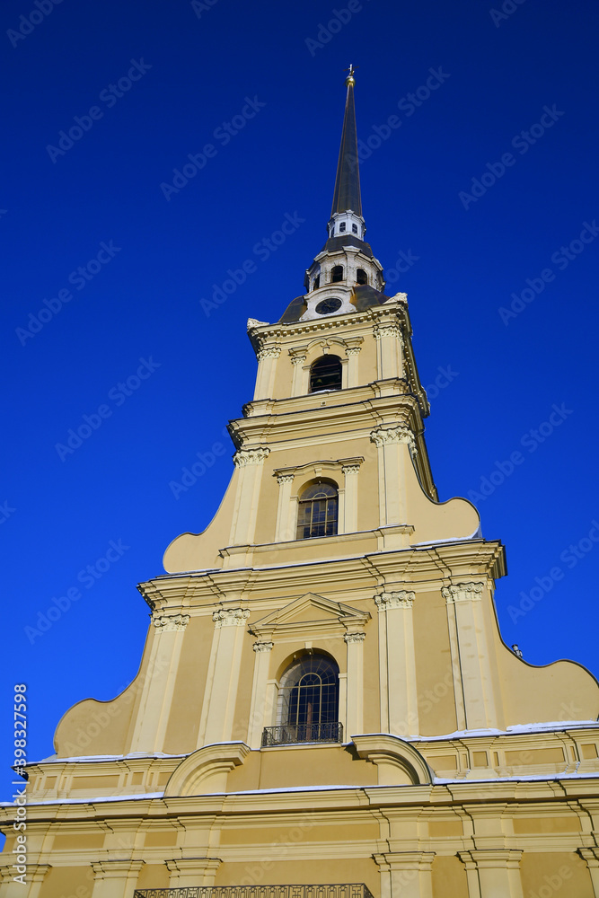 Peter and Pauls cathedral of Peter and Pauls Fortress in Saint-Petersburg, Russia, in winter Peter and Pauls cathedral of Peter and Pauls Fortress in Saint-Petersburg, Russia, in winter