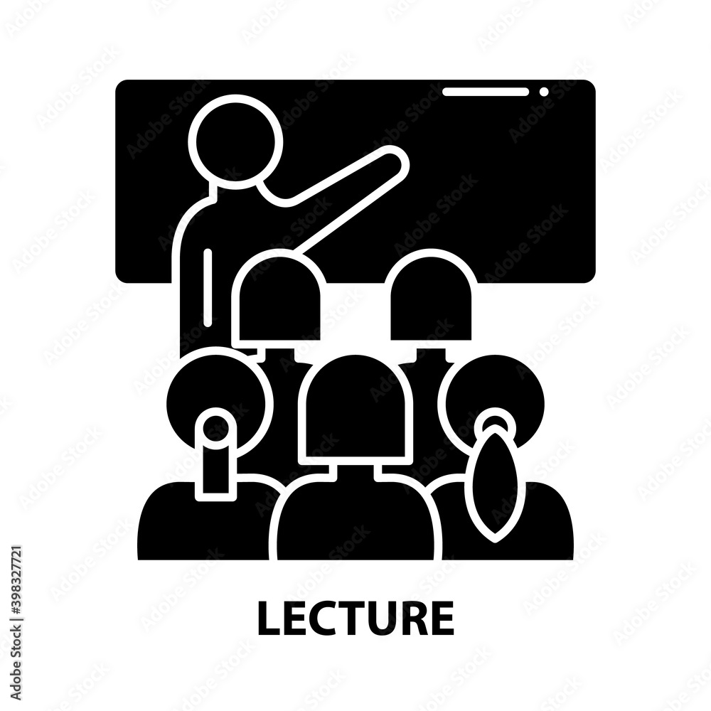 lecture icon, black vector sign with editable strokes, concept illustration lecture icon, black vector sign with editable strokes, concept illustration
