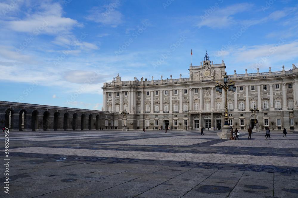 Royal Palace with square before it, Madrid, Spain