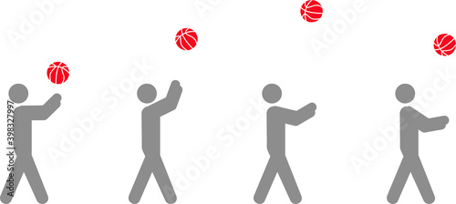 Valokuva Image sequence of a man projecting a ball in pictographic vector illustration