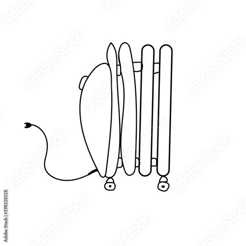 Continuous one line drawing. Heater battery icon, radiator on white background. Vector illustration for banner, web, design element, template, postcard
