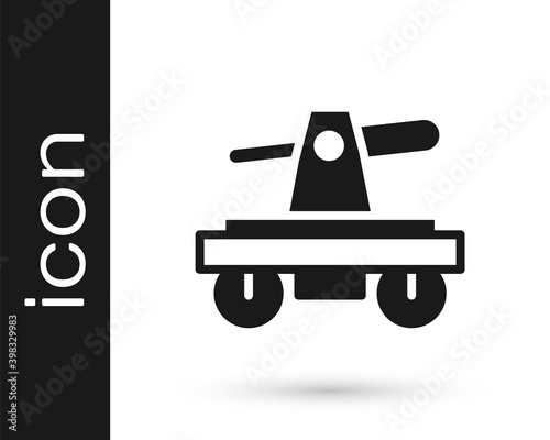 Black Draisine handcar railway bicycle transport icon isolated on white background. Vector. photo