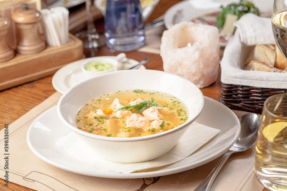 Traditional salmon soup