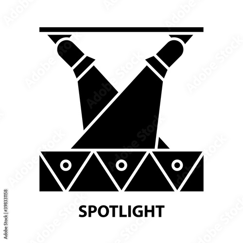 spotlight symbol icon, black vector sign with editable strokes, concept illustration