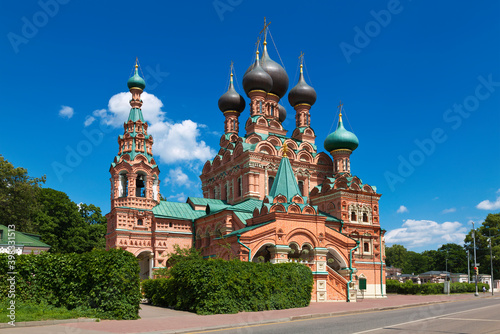 Church of the life-giving Trinity in Ostankino in summer. Monument of old russian cult architecture late 17th century. Moscow, Russia