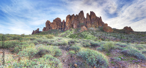 Panorama of the Superstition Mountains in Arizona, United States
