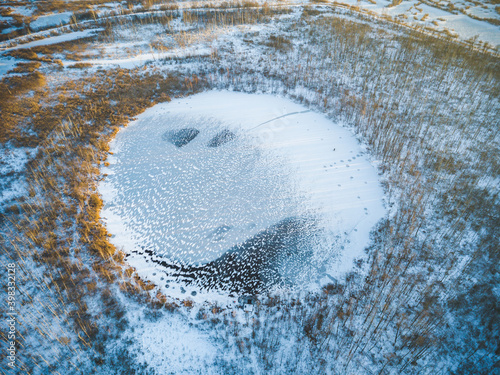 Bottomless circle Lake in Moscow region. Russia. Aerial view photo