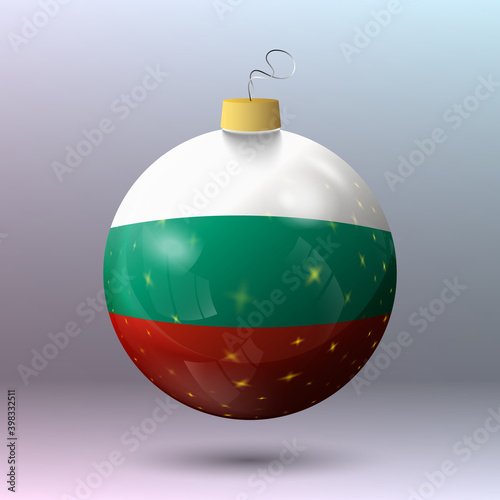 Vector - Merry Christmas ball with Bulgaria flag photo