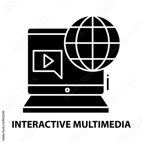 interactive multimedia sign icon, black vector sign with editable strokes, concept illustration