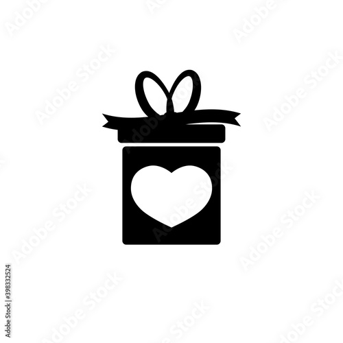 Gift box icon, present for Valentine’s Day , button design template, vector illustration