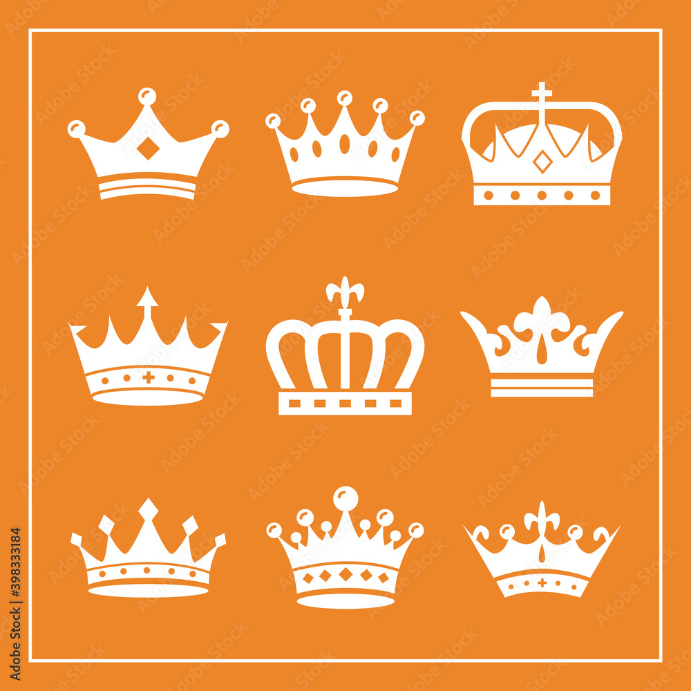 bundle of nine golden crowns royal silhouette style icons bundle of nine golden crowns royal silhouette style icons