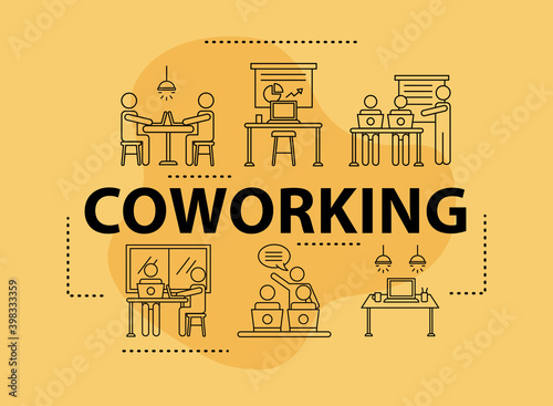 bundle of six workers avatars coworking line style icons