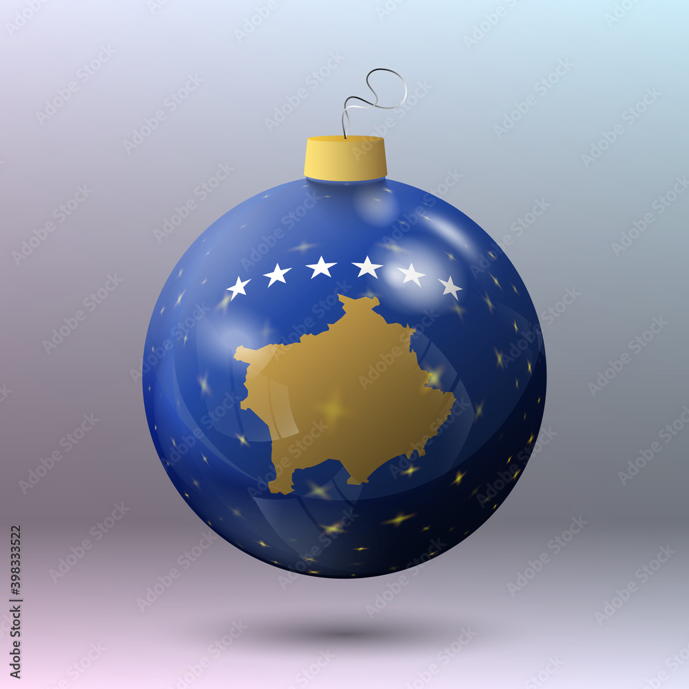 Vector - Merry Christmas ball with Kosovo flag