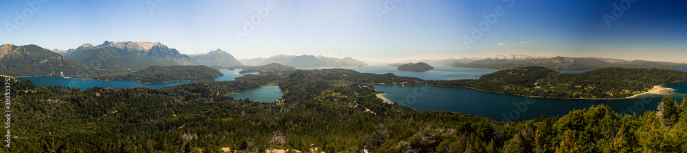 panoramic view of the Nahuel Huapi lake in Bariloche Argentina