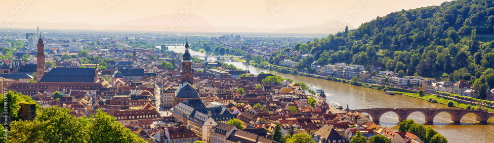 Beautiful panoramic view of medieval town Heidelberg, Germany