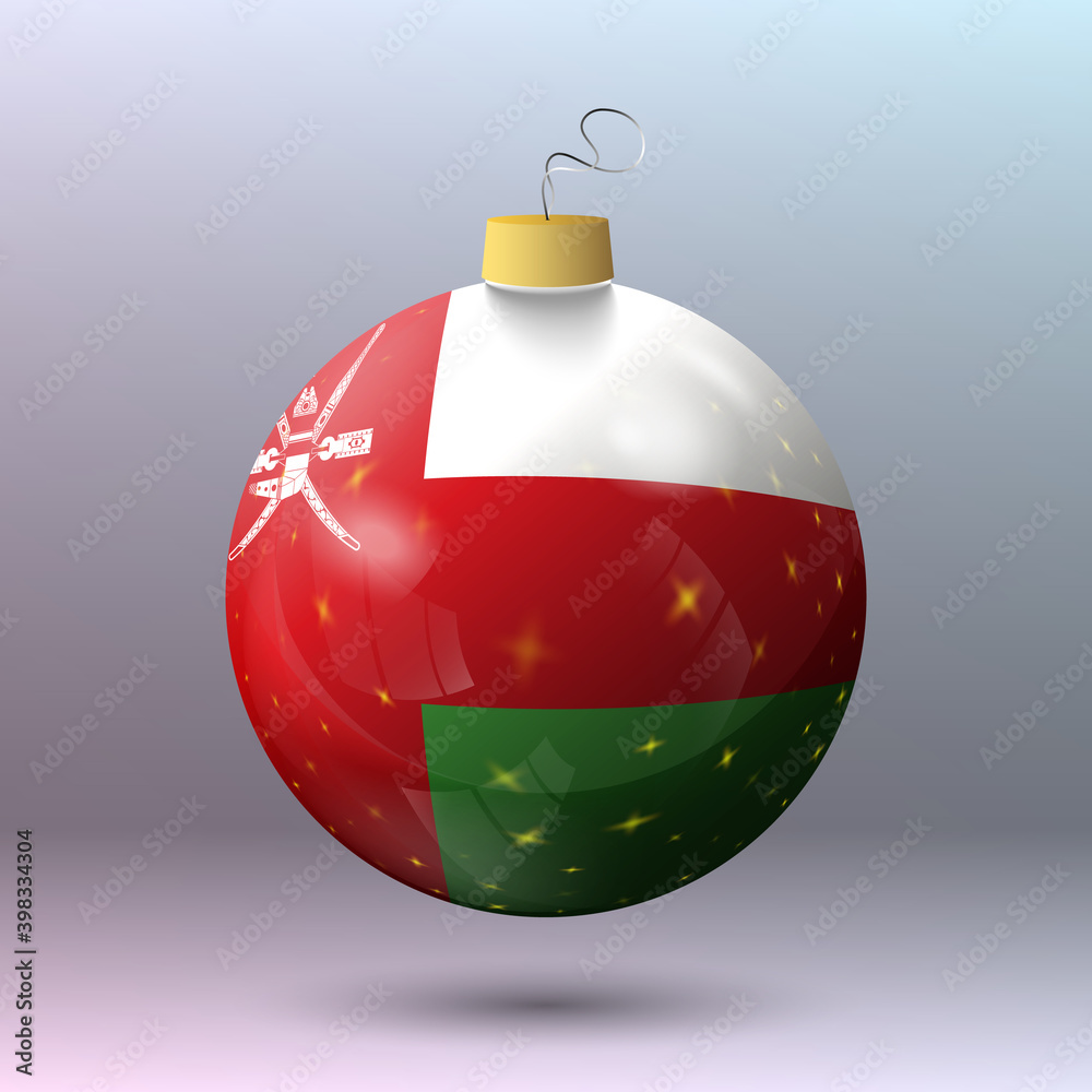 Vector - Merry Christmas ball with Oman flag Vector - Merry Christmas ball with Oman flag
