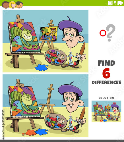 differences educational task for kids with painter artist